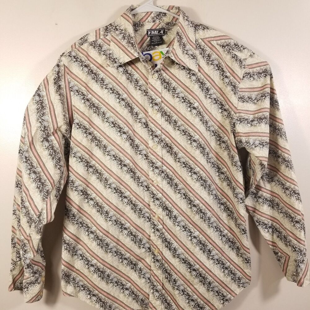 Vintage YMLA Shirt Mens Large Long Sleeve  Rave Disco Club Dance Party Y2K